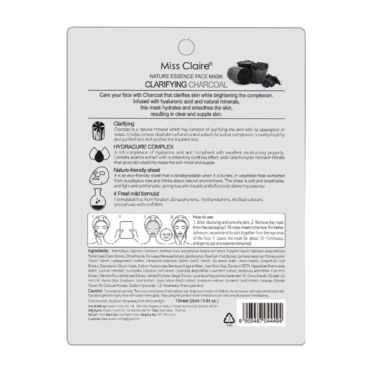 Miss Claire Nature Essence Face Mask - Charcoal Miss Claire