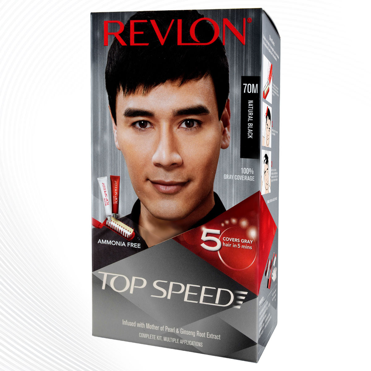 Revlon Top Speed Hair Color 70M Natural Black (40 g + 40 g + 15 ml) Revlon