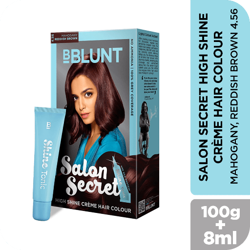 BBlunt Salon Secret High Shine Crème Hair Colour Mahogany, Reddish Brown 4.56 (100g + 8ml) BBlunt