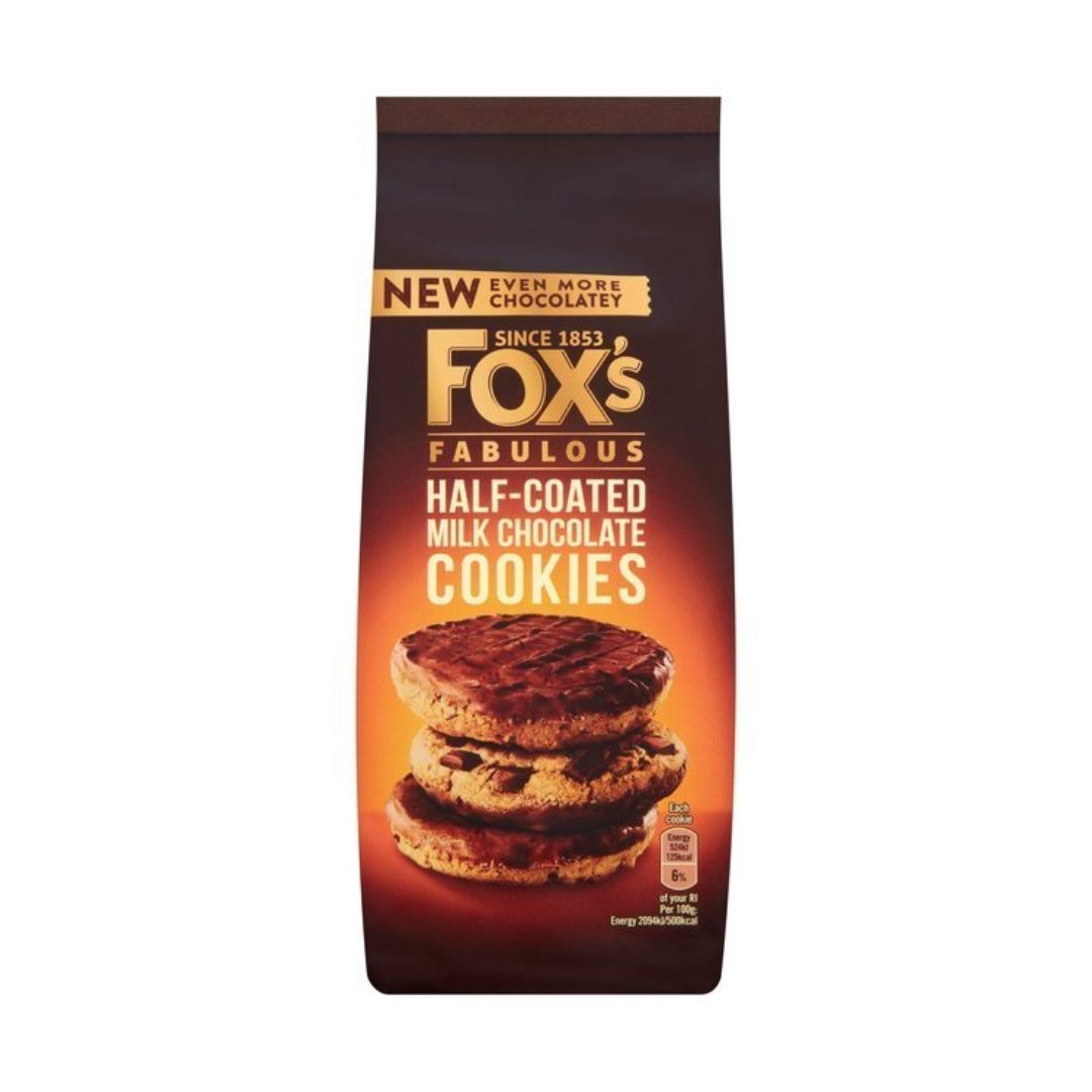 Fox's Fabulous Half Coated Milk Chocolate Cookies (180gm) Fox's