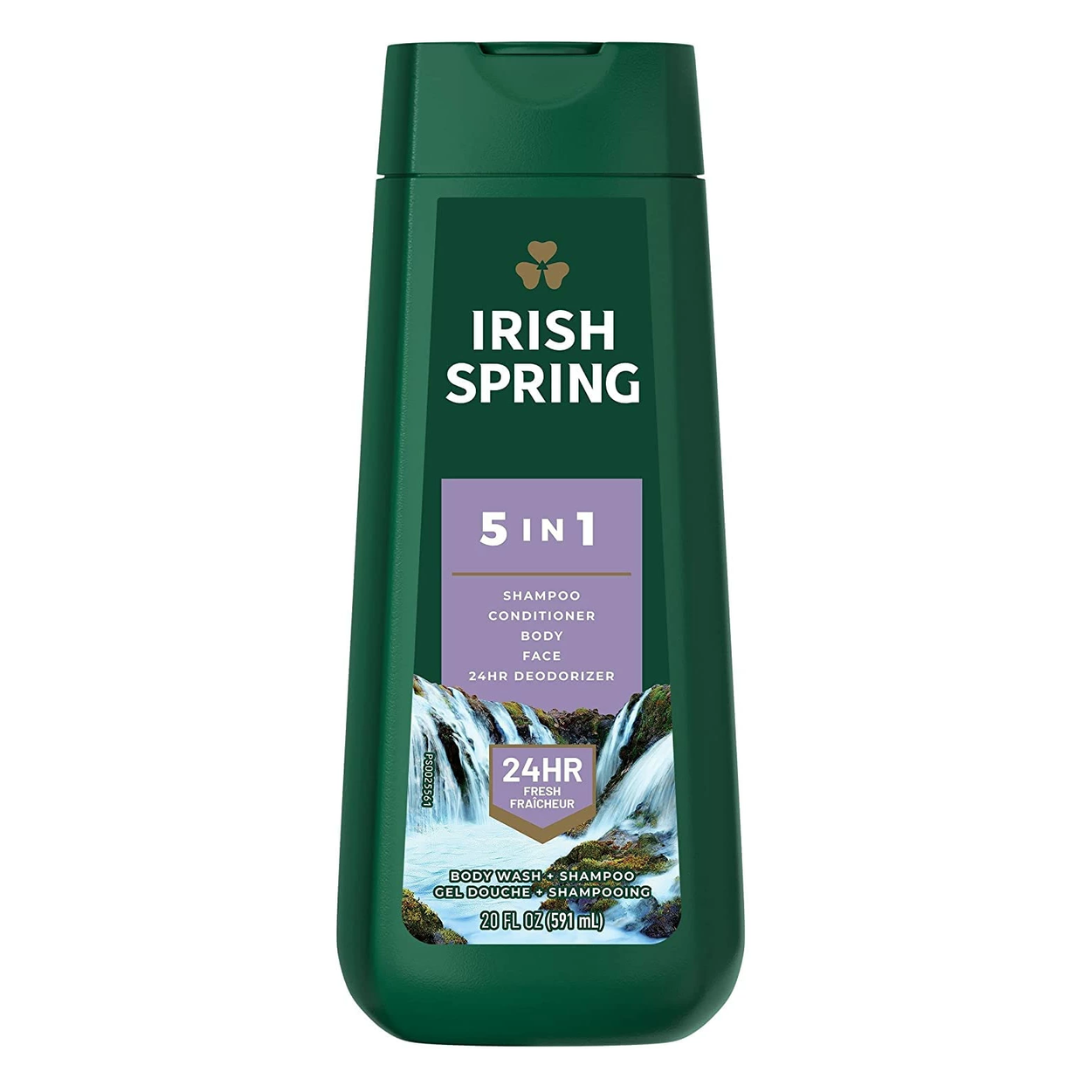 Irish Spring 5 in 1 Shampoo Conditioner Body Face Deodorizer (591ml) Irish Spring