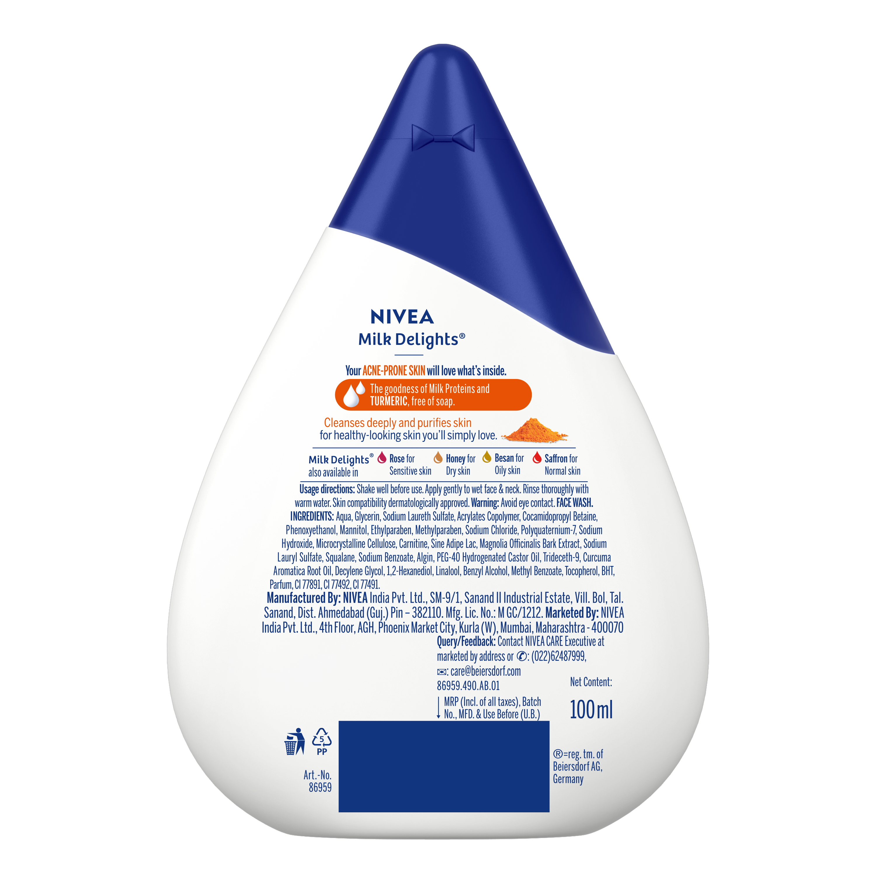 Nivea Milk Delights Turmeric (Acne Prone Skin) Face Wash (100 ml) Nivea