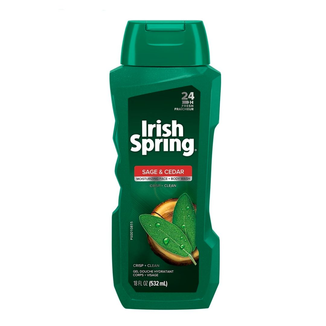 Irish Spring Sage & Cedar Moisturizing Face + Body Wash (532ml) Irish Spring