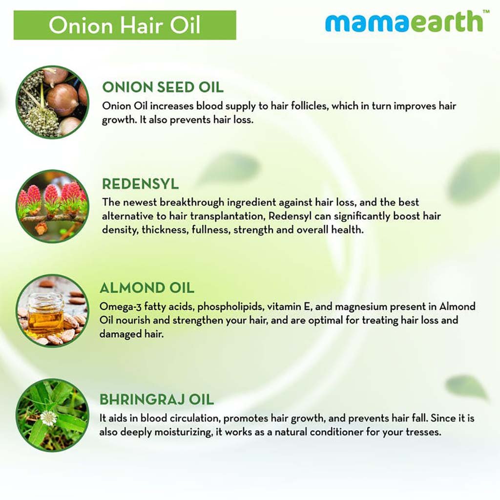 MamaEarth Onion Hair Oil for Hair Regrowth and Hair Fall Control with Redensyl (150 ml) MamaEarth