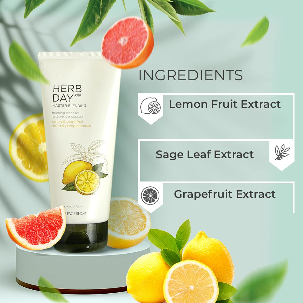 The Face Shop Herb 365 Day Master Blending Lemon & Grapefruit Foaming Cleanser (170 ml) The Face Shop