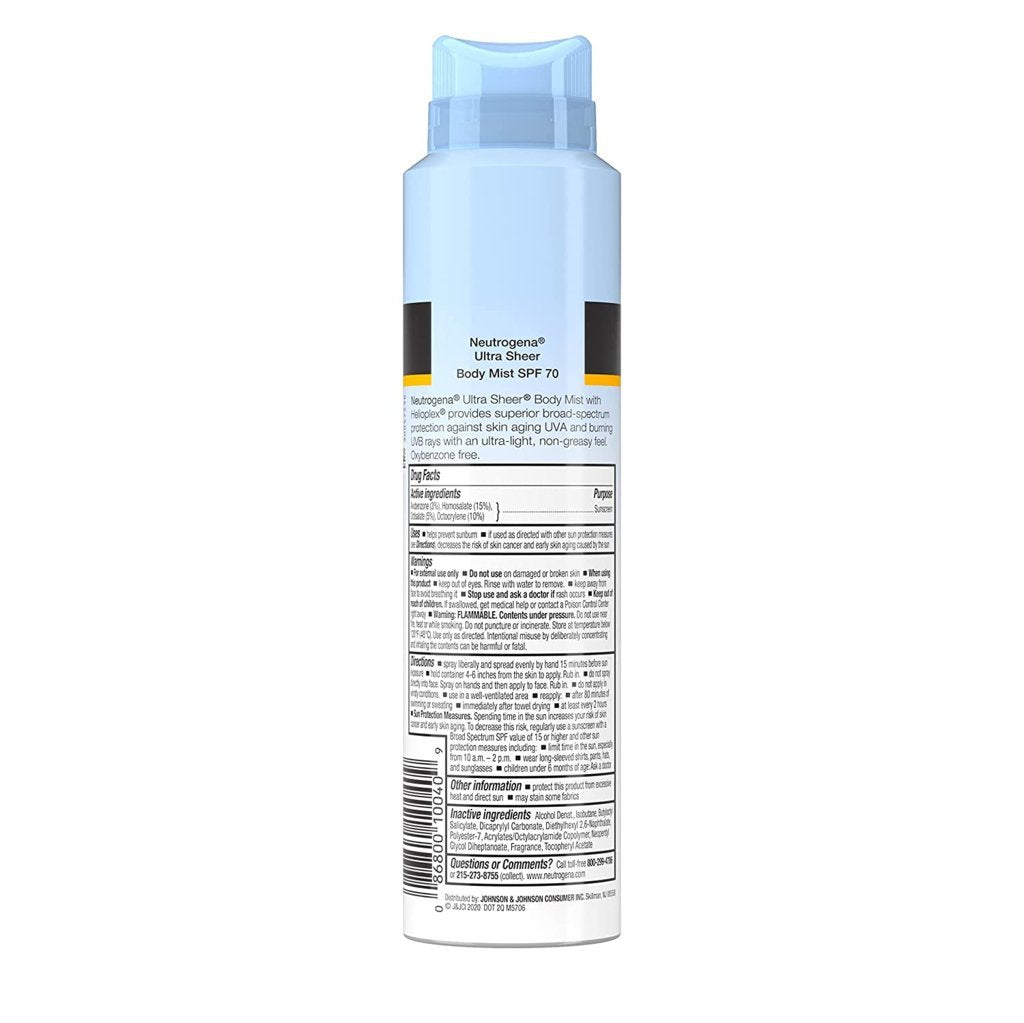 Neutrogena Ultra Sheer Body Mist Sunscreen Spray Broad Spectrum SPF70 (141 g) Neutrogena Imported
