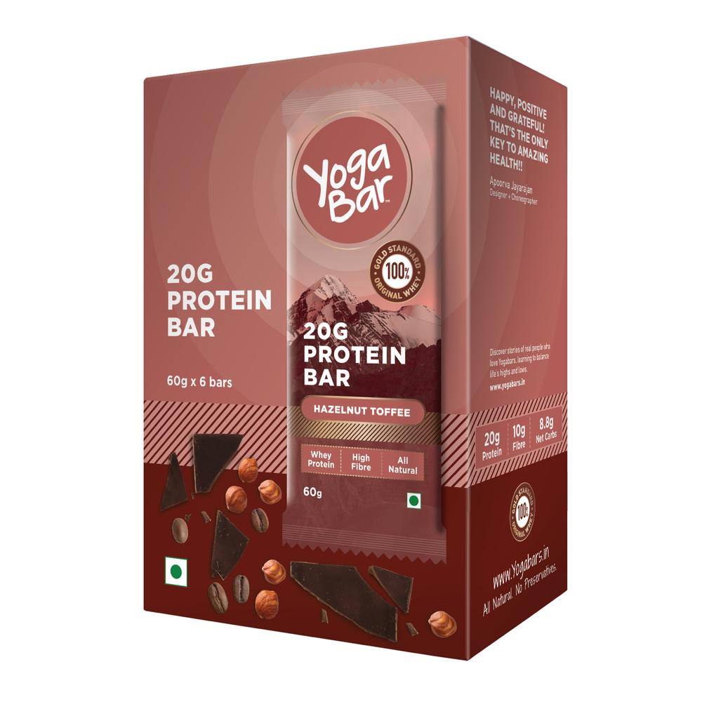 Yoga Bar Hazelnut Toffee 20g Protein Bars (60 g x 6 Bars) Yoga Bar