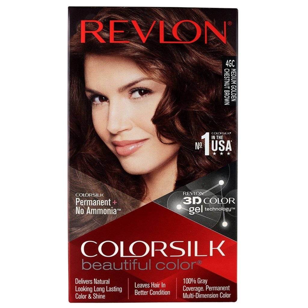 Revlon Colorsilk Hair Color 4GC Medium Golden Chestnut Brown (40 ml + 40 ml + 11.8 ml) Revlon