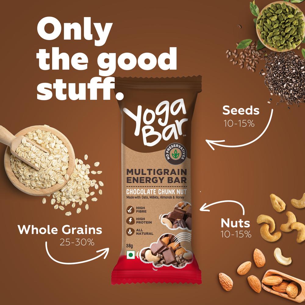 Yoga Bar Chocolate Chunk Nuts Multigrain Energy Bar (38 g x 6 Bars) Yoga Bar