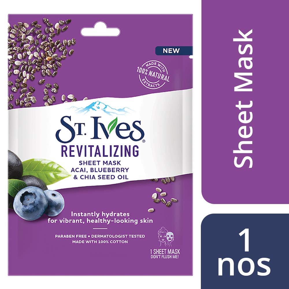 St. Ives Revitalizing Acai Blueberry & Chia Seed Oil Sheet Mask (1 pc) St. Ives