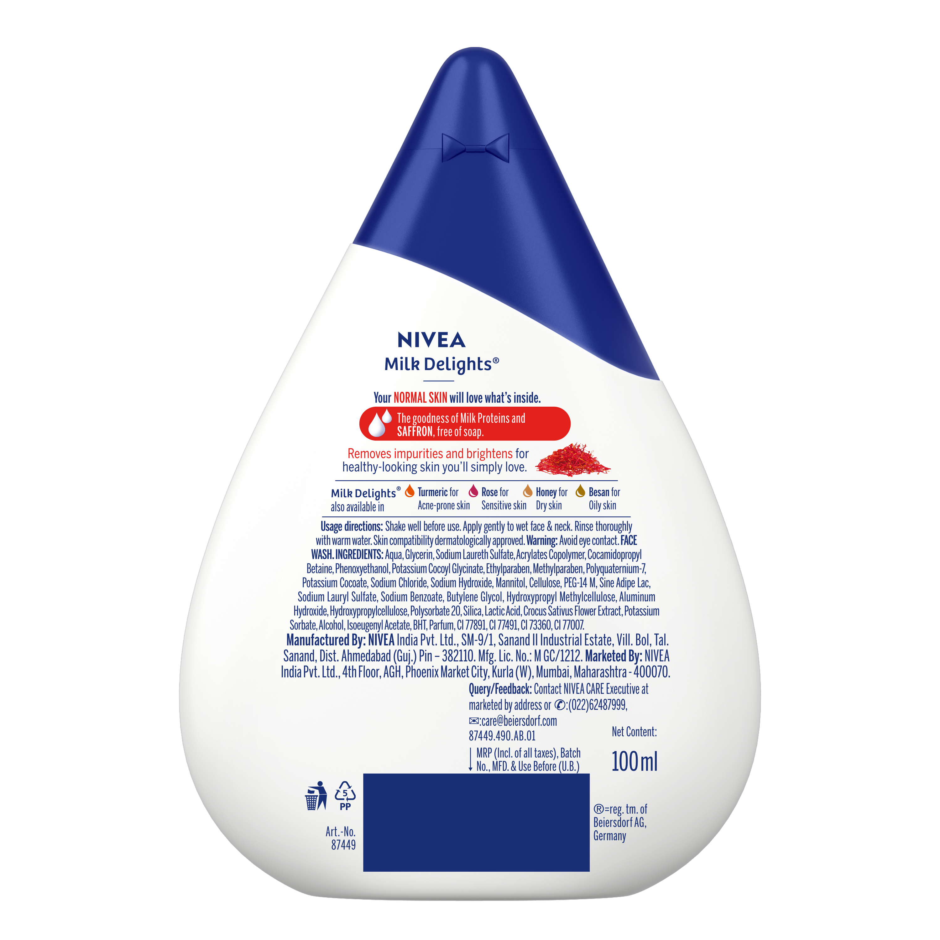 Nivea Milk Delights Saffron (Normal Skin) Face Wash (100 ml) Nivea