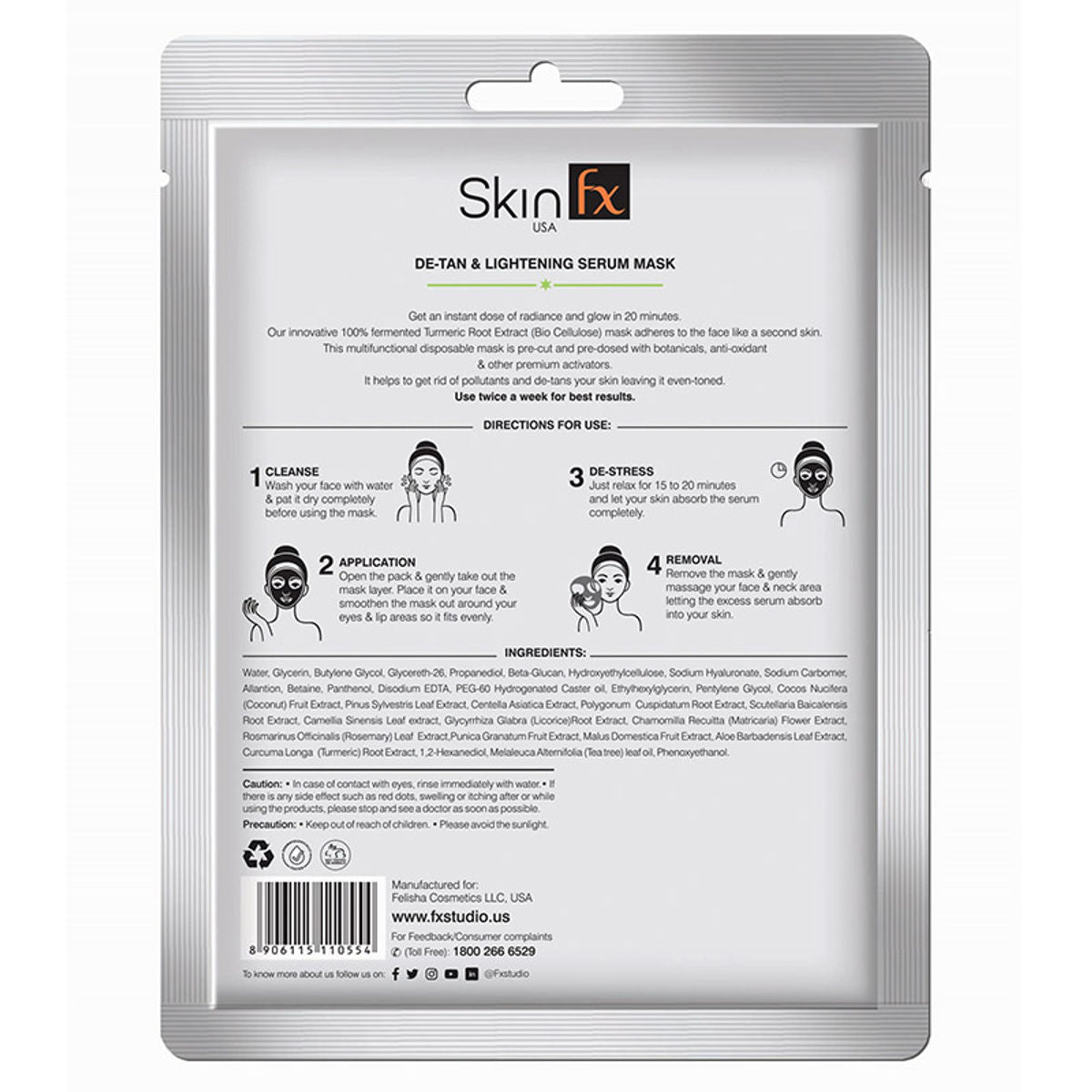 Skin FX De-Tan & Lightening Serum Mask (25 ml) Skin FX
