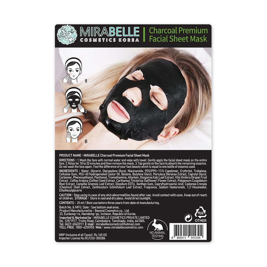 Mirabelle Charcoal Premium Facial Sheet Mask (25 ml) Mirabelle