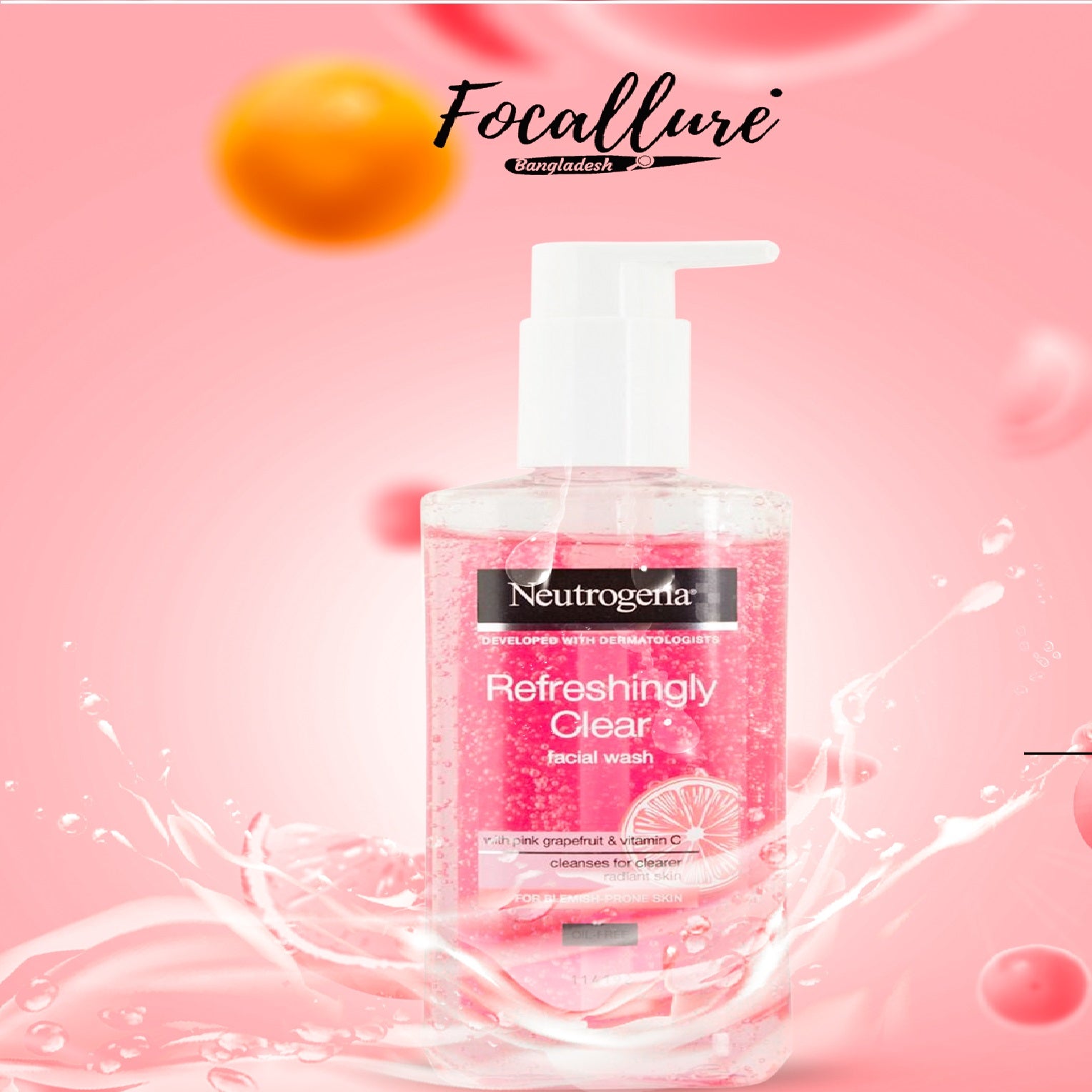 Neutrogena  REFRESHINGLY CLEAR  Pink Grapefruit Facial Wash (200 ml) Neutrogena