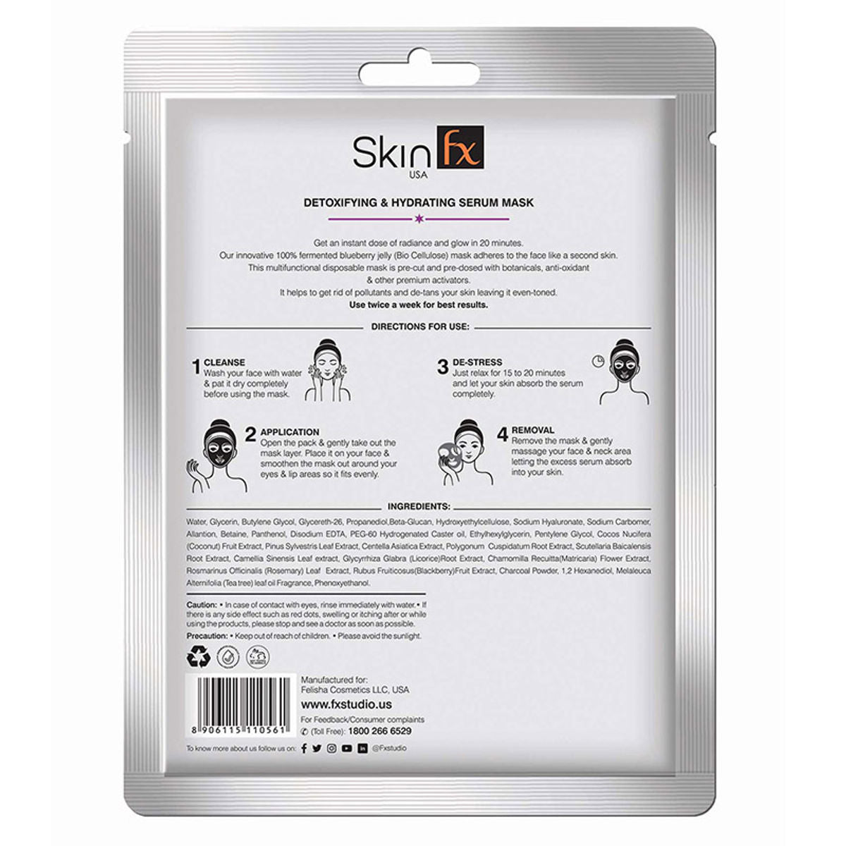 Skin FX Detoxifying & Hydrating Serum Mask (25 ml) Skin FX