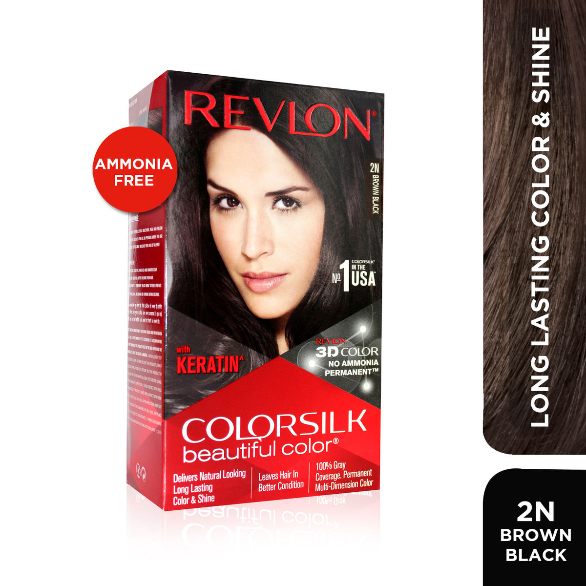 Revlon Colorsilk Hair Color 2N Brown Black (40 ml + 40 ml + 11.8 ml) Revlon