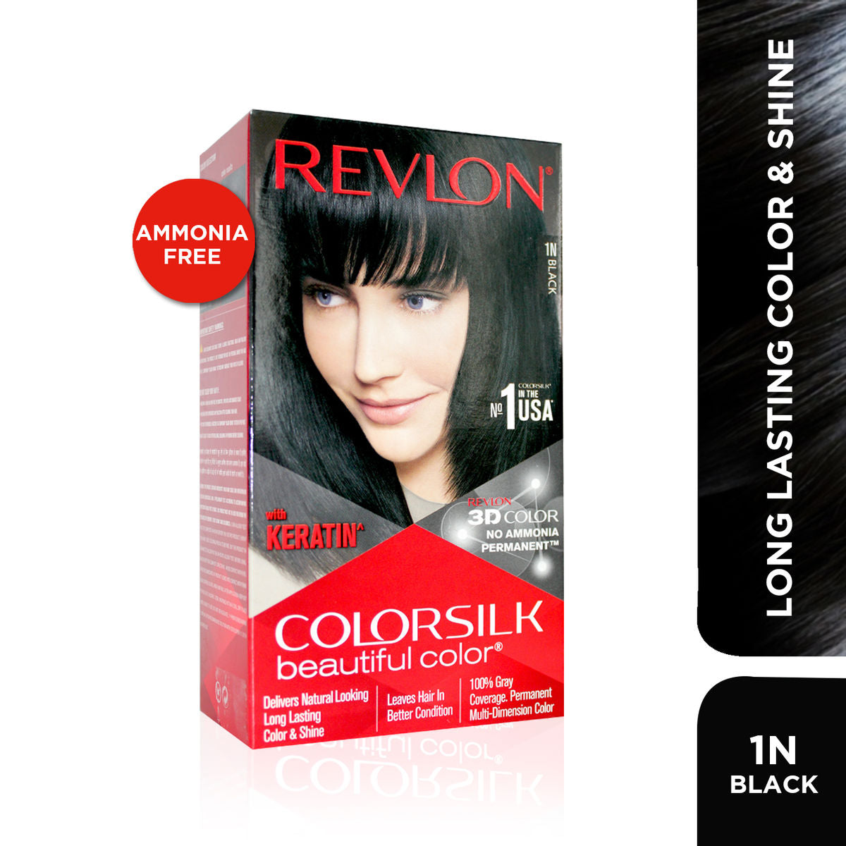 Revlon Colorsilk Hair Color 1N Black (40 ml + 40 ml + 11.8 ml) Revlon