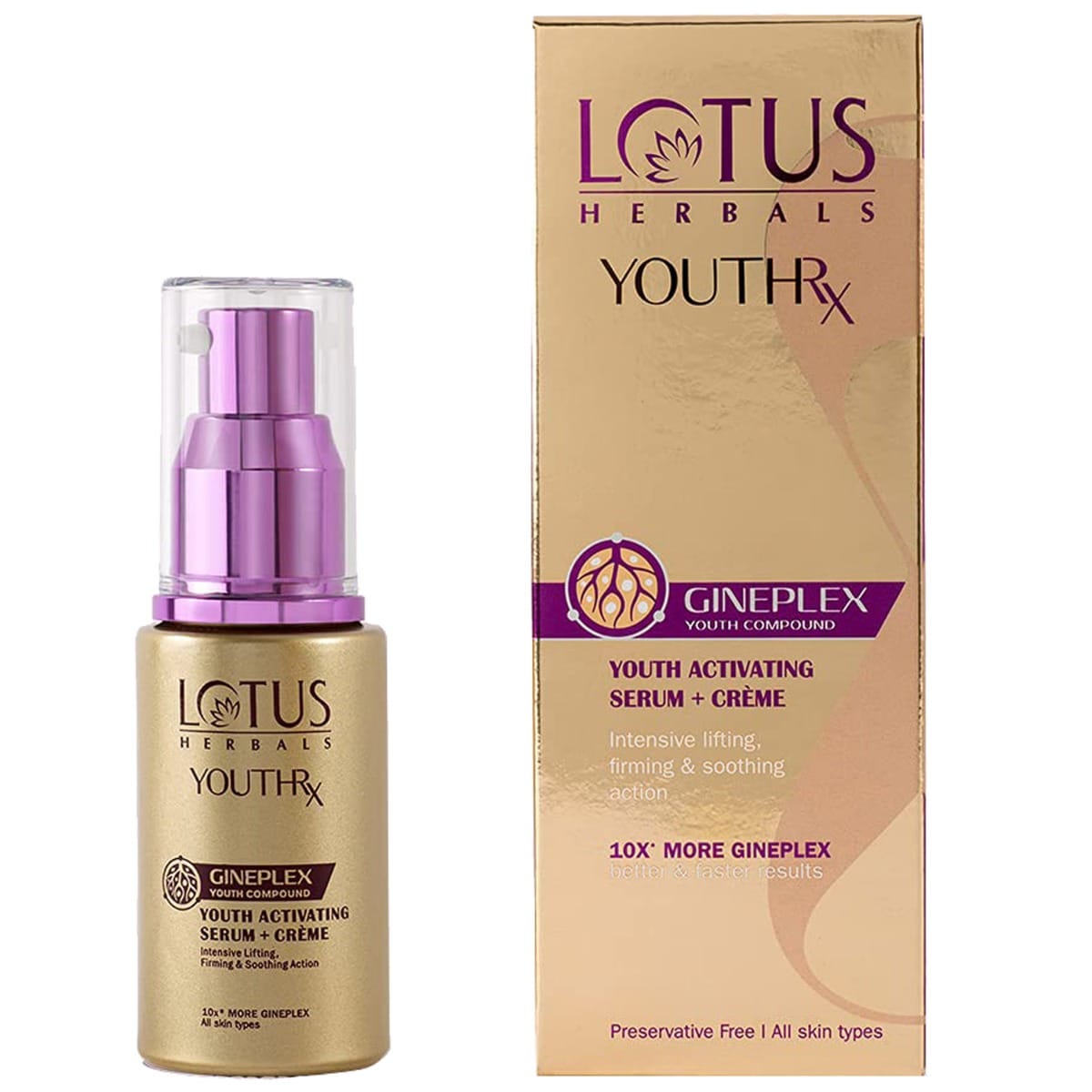 Lotus Herbals Youthrx Gineplex Youth Activating Serum + Creme (30 ml) Lotus Herbals