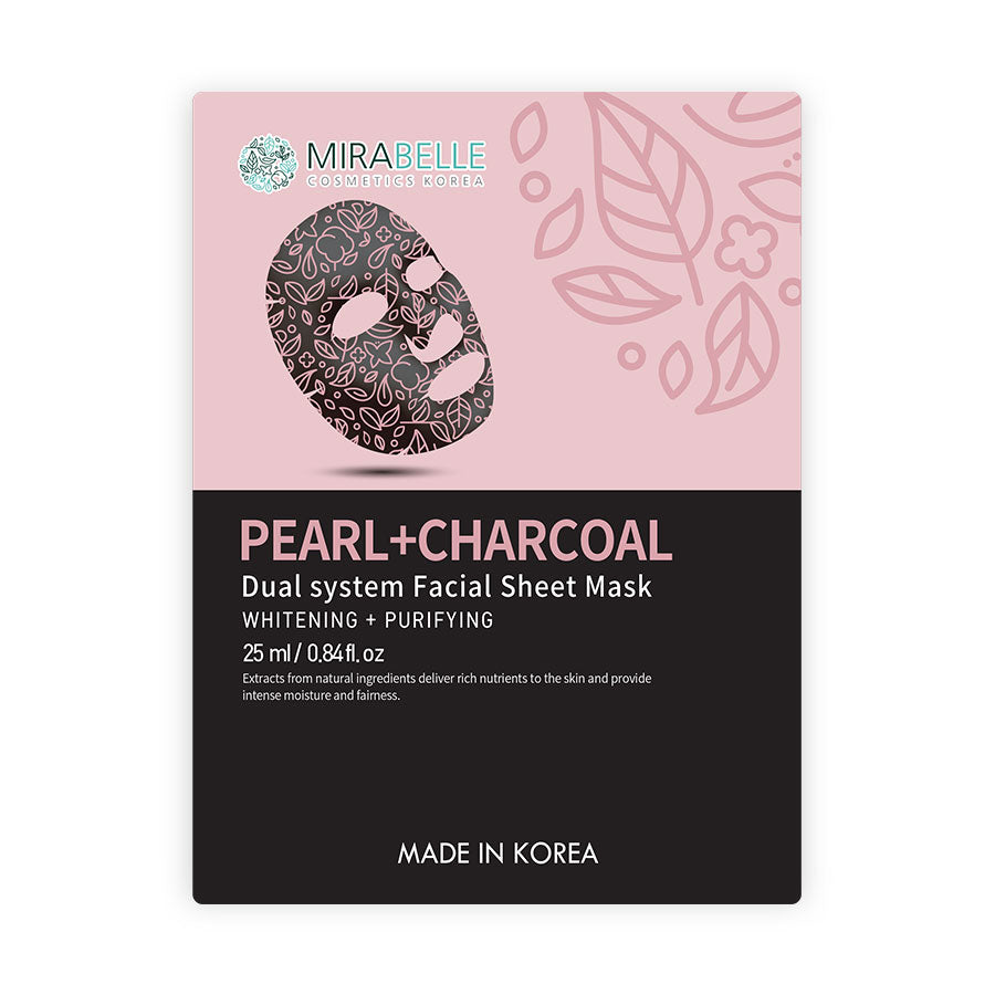 Mirabelle Pearl Charcoal Dual System Facial Sheet Mask (25 ml) Mirabelle