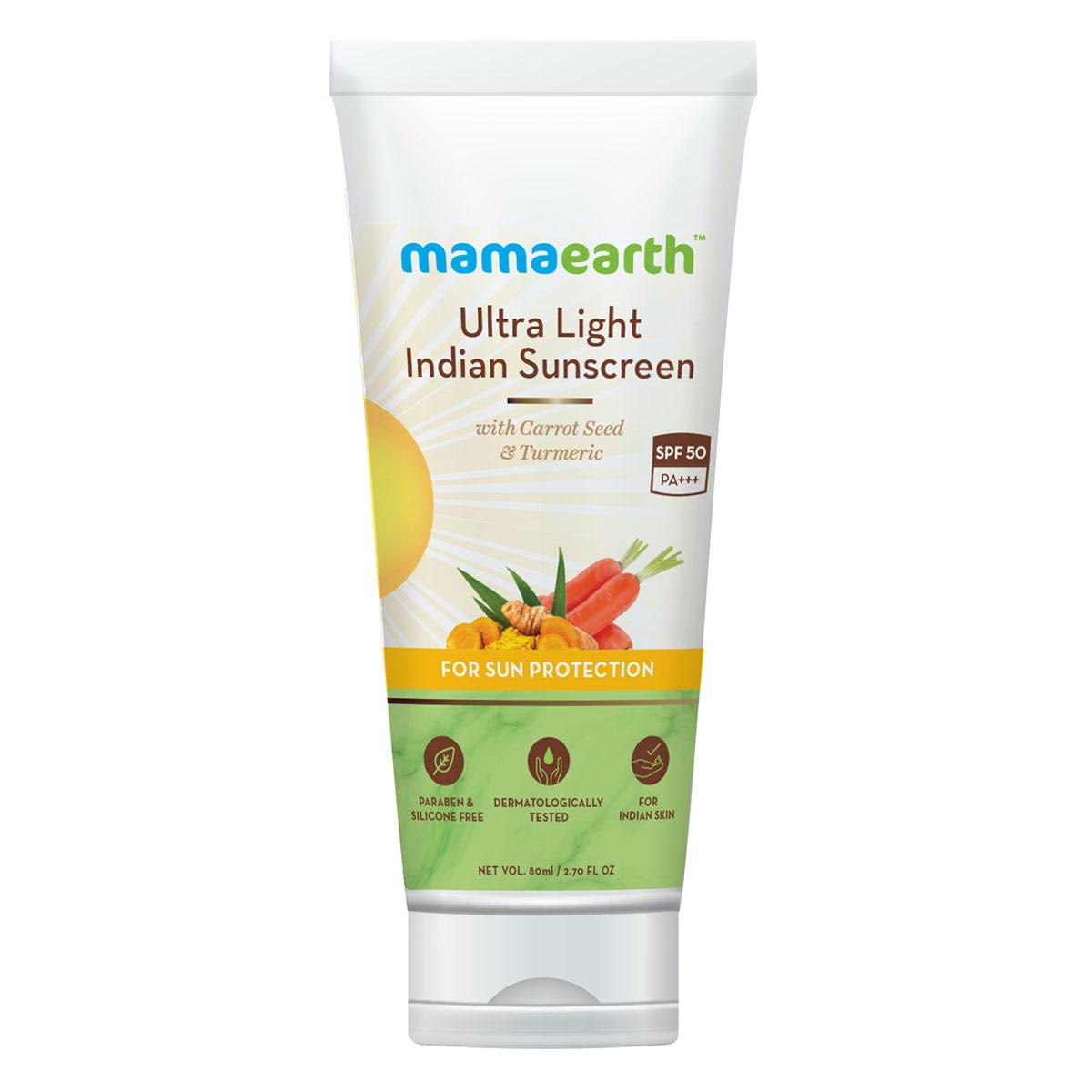 MamaEarth Ultra Light Indian Sunscreen SPF 50 PA+++ (80 g) MamaEarth
