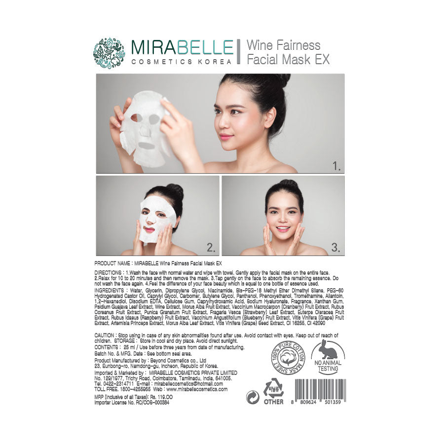 Mirabelle Wine Fairness EX Facial Mask (25 ml) Mirabelle