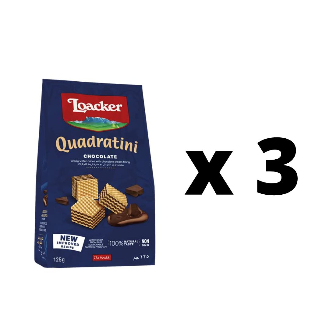 Loacker Quadratini Chocolate (Buy 2 Get 1 Free) (125gm X 3 ) Loacker